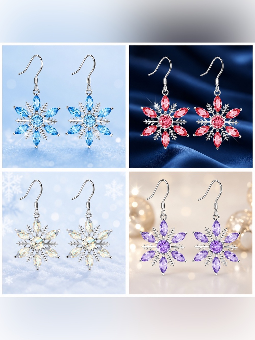 *Buy Now* Snowflake Crystal Drop Earrings (Choice of 1)